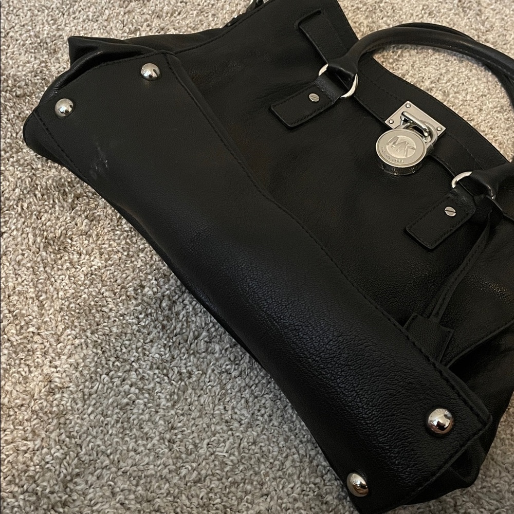 Michael Kors Black Leather Handbag with Silver Accents - Picture 5 of 5